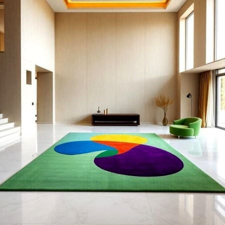 Handcrafted Multicolor Abstract Shape Modern Living Rug